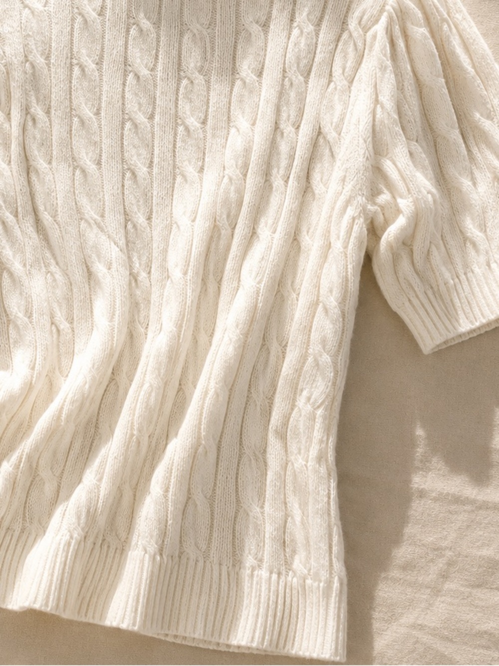 Lauren Ralph Lauren Cable Knit Cotton Sweater Puff Sleeve Large - Picture 6 of 7